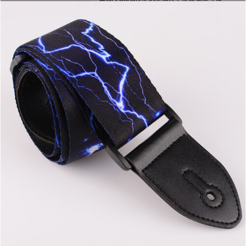 Elgitarrrem - Blå Blixttryck Nylon Gitarrrem 1