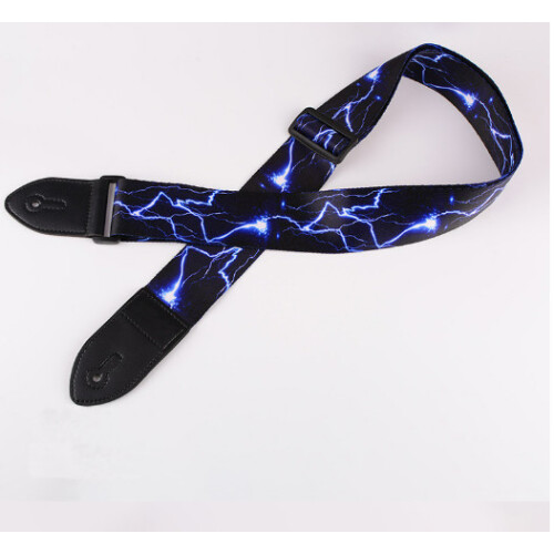 Elgitarrrem - Blå Blixttryck Nylon Gitarrrem 2