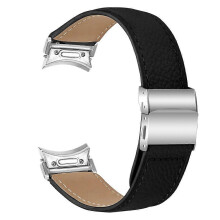 Polsbandje met zilverkleurige snelsluiting, compatibel met Samsung Galaxy Watch4 / Watch5 40mm / 44mm / 45mm. Origineel Lea-p