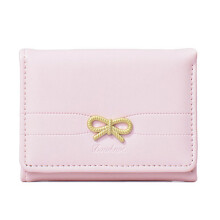 Korean Styles Change Purse PU Leather Wallet Purse Small Wallet Bows Short Purse Pink