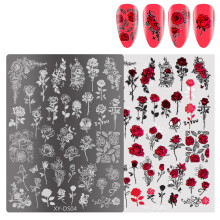 French Nails Stamping Plates Flowers Nail Stamps Stencils Manicure Template Tool DS04