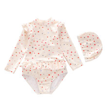 1 Set Kids Swimsuit Feature Fast Drying Fabric Full Arm Coverage Colorful hearts dots M