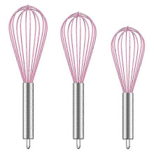 25-26 Professionelles Silikon-Schneebesen-Set zum Kochen, kratzfest, behälterfreundlich, Edelstahl-Draht-Schneebesen, hohe Hi