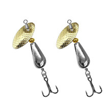 2pcs Fishing Spoons Fishing Tackle Accessories Metal Lures Spinner Silver 3 Hooks 2.8g