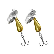 Rotating Hard Fishing Lures Fishing Sequins Baits for Trout Spinner Golden 3 Hooks 7g