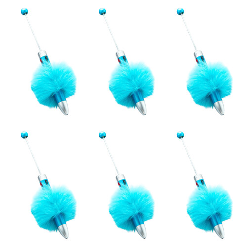 6Pcs Beadable Ballpoint Pen Multicolor Ballpoint Pen  Write Smoothly Sky Blue