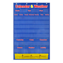 Monthly Calendar Pocket Chart for Kid Preschool Kindergarten Classroom Blue