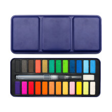 Watercolor Paint Set with Water Brush for Painting Solid Watercolor Pigment Set 24 colors