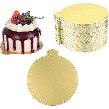 100 st. runda tårtbrickor i guldfärgat papper, mousse- och dessertfat