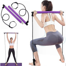 Pilates Bar Set Resistance Bands Full Body Yoga Workout Home Gym