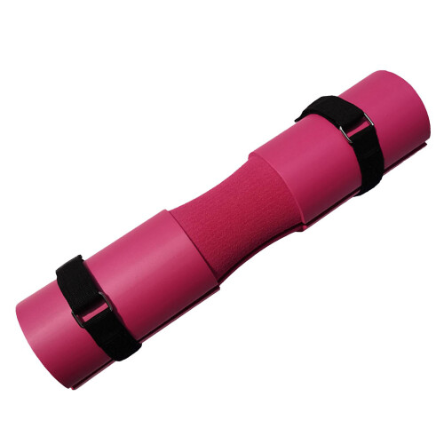Pink Thick High Density Rubber Barbell Pad with Strap for Squats Lunges Hip Thrusts