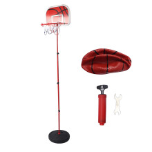 Adjustable Kids Basketball Hoop 180cm Iron Pole Stand Durable Base Indoor Outdoor Ball Pump