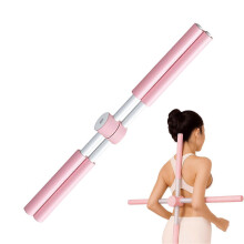 Posture Corrector Yoga Stick for Spinal Alignment Shoulder Training DualLength Pink Bar