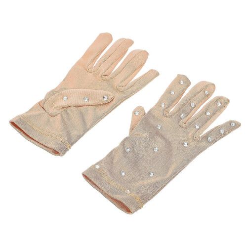 1 Pair Durable Rhinestone Figure Skating Performance Gloves
