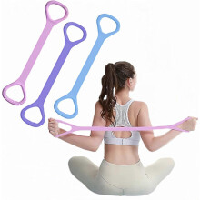 3 Pack Figure 8 Resistance Bands with Handles for Arm Back Shoulder Training Yoga Pilates