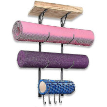Support mural pour tapis de yoga, rouleau en mousse, porte-serviettes et sangles