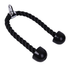 Corda per tricipiti in nylon intrecciato da 71 cm (28 pollici) con moschettone in acciaio inossidabile per esercizi di trazione.