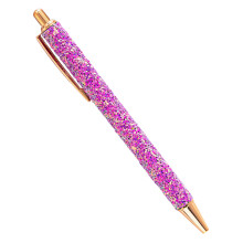 Fancy Sequins Pen Colorful Ballpoint Pen for Women Metal Retractable Pen 1.0mm Rose red