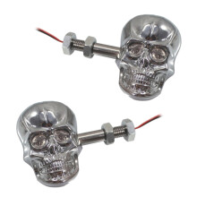 Personalized Motorbike Accessories Refit Punk Skull Shape Turn Signal Lights Silver