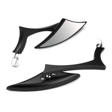 Motorcycle Rear View Glass Pair Aluminum Side Glass Aluminum Rear View Glass Black