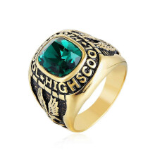 Anillos de titanio estilo punk rock HIGHSCOOL Eagle Navy con piedra redonda para hombre, joyería con dijes, envío direct