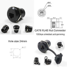 25-26 metalen netwerk-ethernetkabel 8p8c vrouwelijke CAT6-signaalaansluiting industriële RJ45-connector paneelmontage voor do