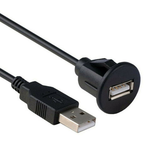 USB Extension Lead Cable Car Motorcycle Dashboard Flush Mount Panel Audio Line