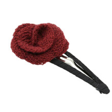Pinza para el cabello con flor de hilo rojo vino, pinza lateral con estilo, pinza para la frente con muesca, nueva pinza