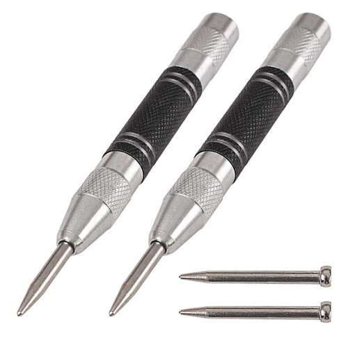 2Pcs Automatic Center Punch Center Hole Punch Spring Loaded Center Marker Tools