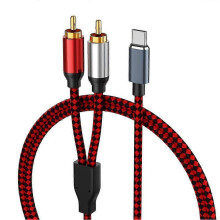 Καλώδιο ήχου USB Type-C σε 2 RCA, καλώδιο Hi-Fi Stereo Aux για Home Cinema/Ενισχυτή/Τηλ