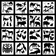 16 Pack Graphics Stencils Animal Shape for Journal Diary Making Scrapbooking