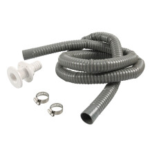 1-1/8 Inch Hose Bilge Pump Installation Kit for Boats - Hose Thru Hull & Clamps Gray