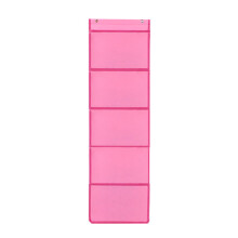 Pocket Chart Practical Hanging Bag Haning Wall File Organizer for Cards Pink 5 squares