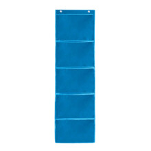 Pocket Chart Practical Hanging Bag Haning Wall File Organizer for Cards Blue 5 squares