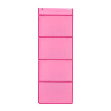 Pocket Chart Wall Hanging Storage Bag Kindergarten Haning Wall File Pink 4 squares