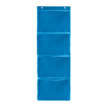 Haning Wall File Organizer Multifunctional Pocket Chart Classroom Blue 4 squares