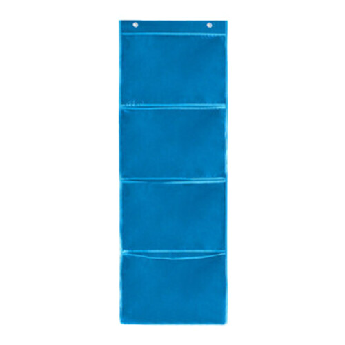 Haning Wall File Organizer Multifunctional Pocket Chart Classroom Blue 4 squares