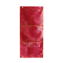 Pocket Chart Hanging Display Bag Haning Wall Organizer Classroom Organizer Red 3 grids