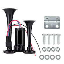 600DB Car Air Horn Super Loud 12V Auto Air Horn Double Tube Trumpet Air Horns Black