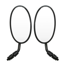 Universal Oval Motorcycles Rearview Side Mirrors Handlebar Mount 8mm/10mm 2pcs Black 10mm