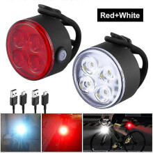 2 Pcs Mini Front Rear Light Set 4 Led Usb Charging Bike Light 4 Led Front Bike Lamp Cycling Tailight Bicycle Accessories 2