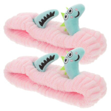 2PCS Cartoon Dinosaur Elastic Headband Soft Elastic Face Wash Hair Bands Cute Party Favor Headwear compatible with Spa Ski