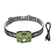 25-26 USB Charging Ultra Bright Waterproof LED Headlight for Outdoor Camping Fishing 3 W(Green)