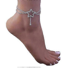 25-26 Luxury Rhinestone Chain Silver Color Heart Anklets For Women Exquisite Hollow Heart Ankle Bracelet Barefoot Sandals