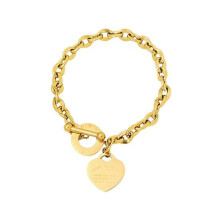 Women Bracelet Stainless Chain Heart Pendant Titanium Steel Individual Letter Inscribed Solid