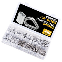 Wire Rope Cable Thimbles and Aluminum Crimping Looping Sleeve Assortment Set