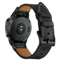 Cinturino in pelle compatibile con Garmin Fenix 8 47mm / E 47mm con design a cuciture da 22 mm.
