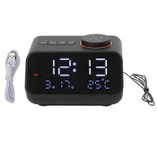 Sveglia digitale a LED con radio FM, musica, visualizzazione di temperatura e umidità, 25-26 secondi, modello szrh21