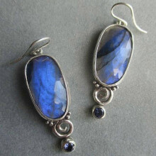 Nuovi ed eleganti orecchini pendenti ovali blu, stile vintage europeo e americano, decorati a mano.