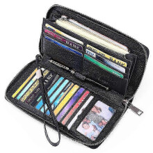 Portafoglio da donna in pelle con protezione RFID, grande capacità, con cerniera, porta cellulare, pochette da viaggio e da p